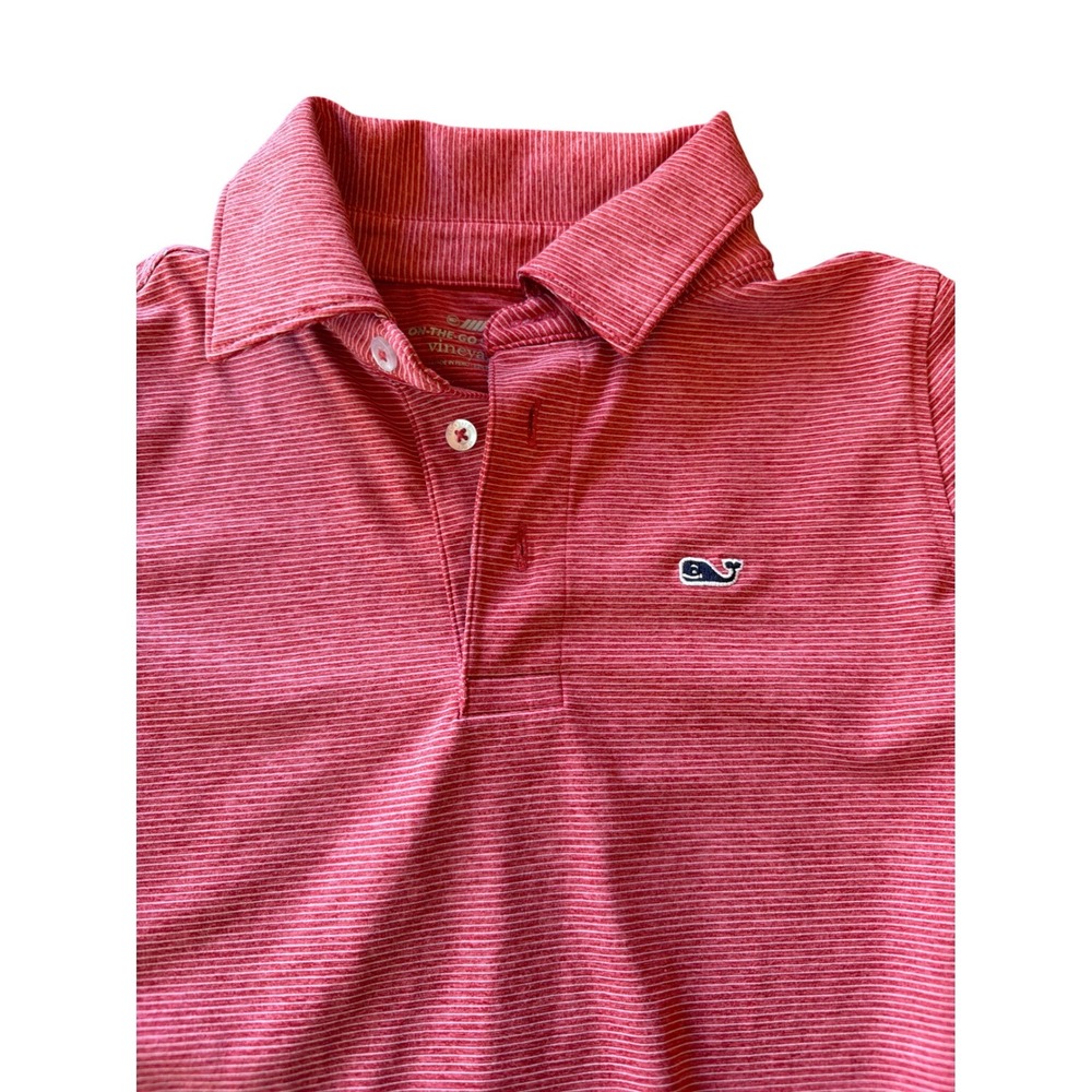 Vineyard Vines Polo Red Green On-The-Go Sankaty Micro Stripe Performance Set 5 - Picture 2 of 7